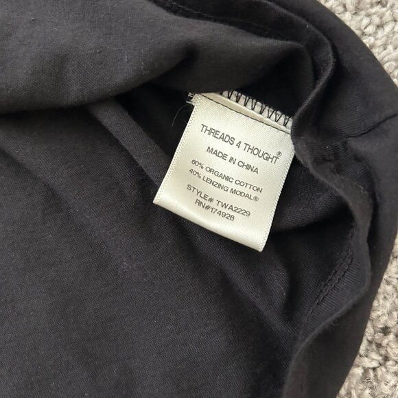 Threads 4 Thought Black Cross Strap Relaxed Tank Top Size Large Organic Cotton - Picture 2 of 6